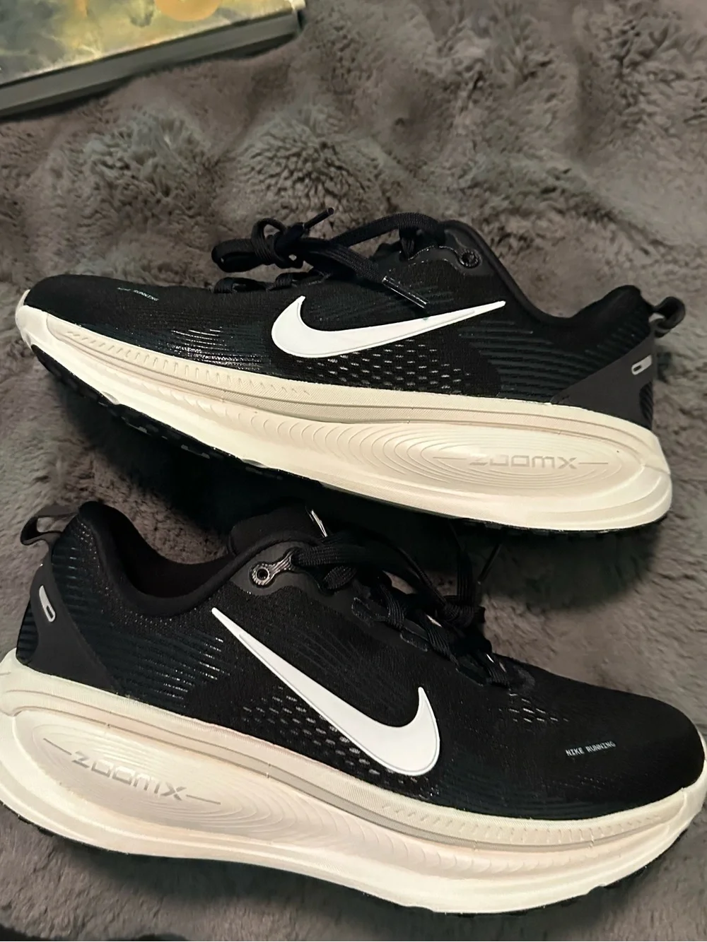 Nike Black and White ZoomX Vomero 18 Running Shoes